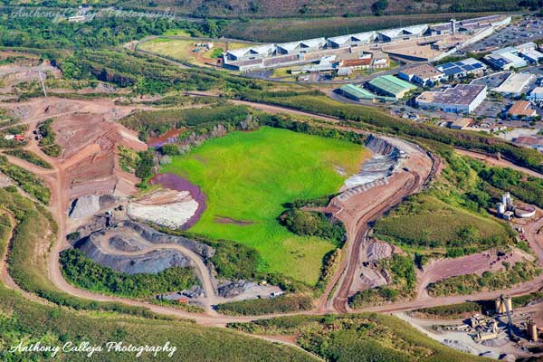 Aerial photo of Hawaiian Cement Quarry in Honolulu
