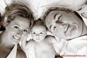 Black and White Family Photo with child Oahu Hawaii