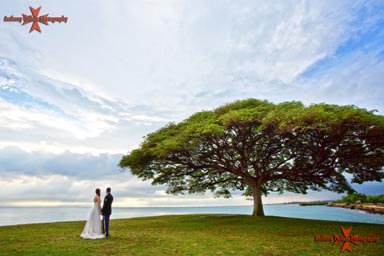 HDR photography, military wedding portrait Foster point Hickam Air Force Base Honolulu Hawaii HDR Portrait Photography