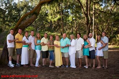 Oahu Hawaii group family portrait Waimanalo beach
