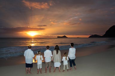 Oahu Family Portrait at Sunrise Waimanalo Beach Oahu Hawaii