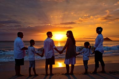 Oahu Family Portrait at Sunrise Waimanalo Beach Oahu Hawaii
