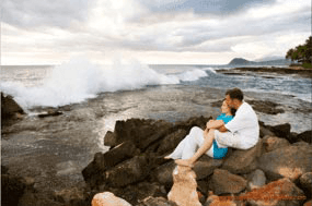 Koolina Engagement Portrait Photography Young couple at Secret Beach KoOlina Resort Oahu Hawaii